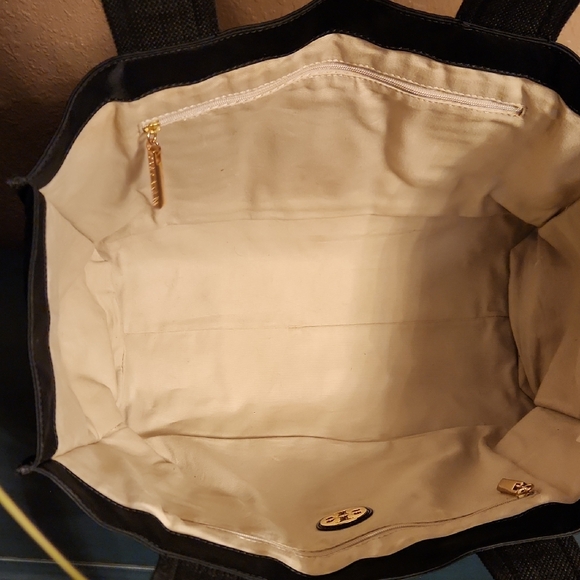 Tory Burch Black Nylon Tote with Glossy Patent Leather Accents - Picture 9 of 14